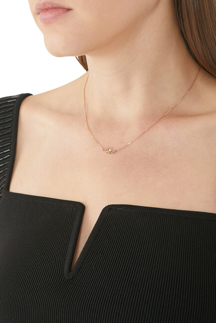 Fireworks Bar Necklace, 18K Rose Gold with Diamonds & Sapphire